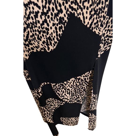 Donna Morgan Women Maxi Dress 16 Bodycon Long Sleeve Black Cream Stretch New - Picture 4 of 11